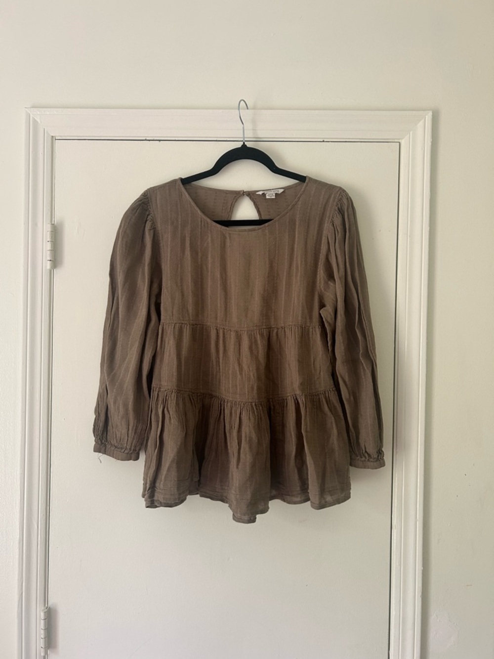 American Eagle Outfitters Taupe Tiered Peasant Tunic